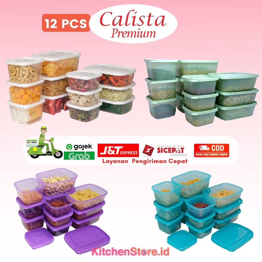 CALISTA RUMOI TOPLES BENING PUTIH/TRANSPARENT SEALWARE 12PCS FOOD CONTAINER FOOD PREPARATION FOOD STORAGE SET TEMPAT WADAH PENYIMPANAN MAKANAN TEMPAT BUMBU DAPUR SET LUNCH BOX FOOD CONTAINER SET TOPLES KULKAS SET STORAGE BOX