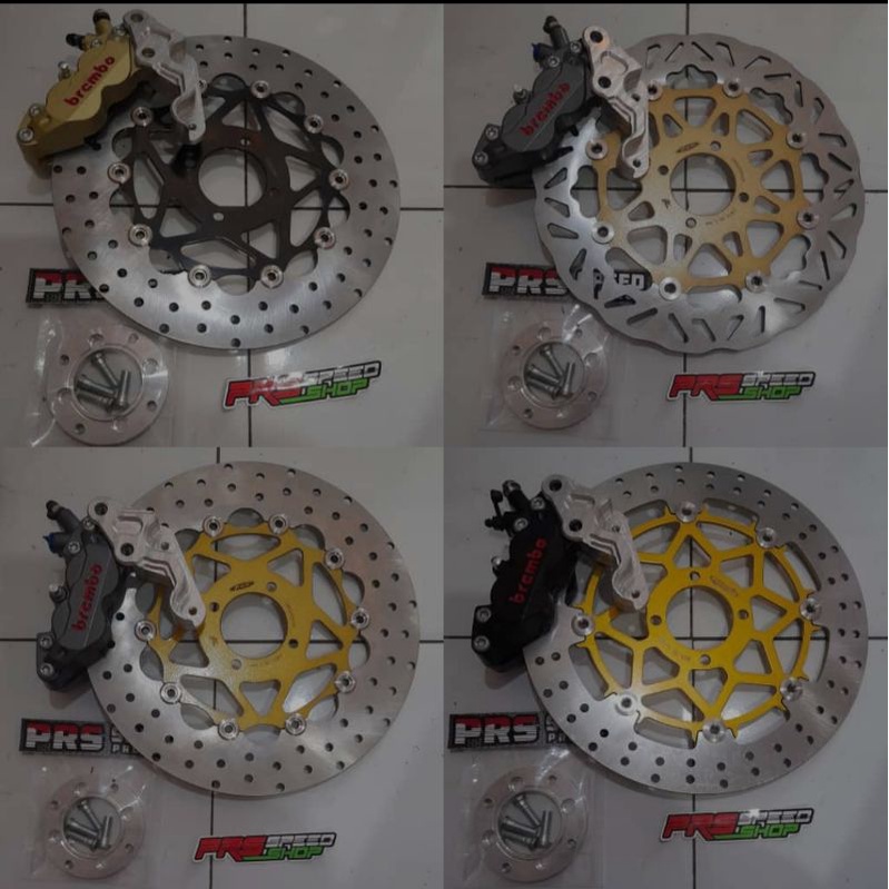 paket pengereman cakram disc piringan PSM KTC bulat set adaptor breket braket kaliper brembo 4p 4pis