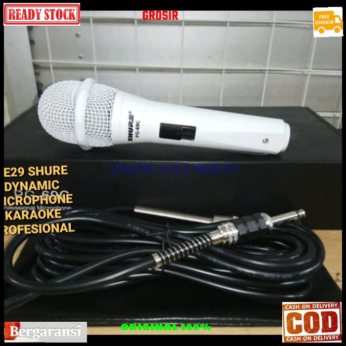 G29 Shure white legendary dynamic GE29 Mic kabel putih song musik Microphone cable karaoke vocal artis audio sound mik pengeras suara pro profesional vokal mikrophone dinamic cardioid legendaris  TERBUAT DARI BESI metal Bisa segala jenis audio sound Langs