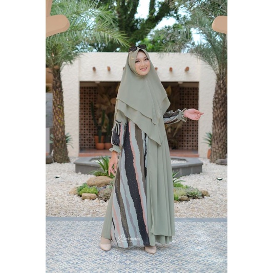 180222 Aurel regita gamis set hijab syari combinasi bermerks ori