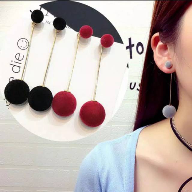 Anting Gantung Panjang Model Bola Gantungan Bulat