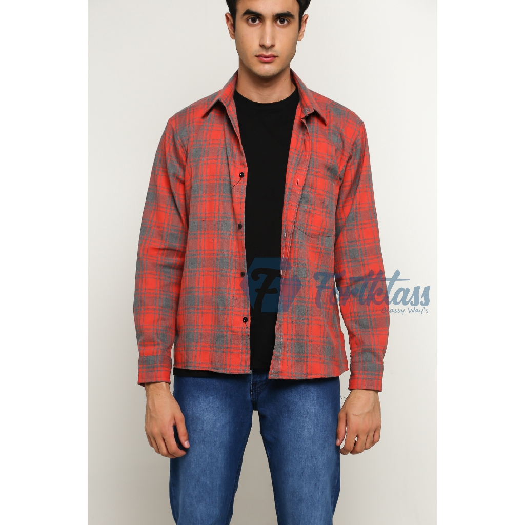 FortKlass DINO KEMEJA FLANEL PRIA LENGAN PANJANG SLIM FIT