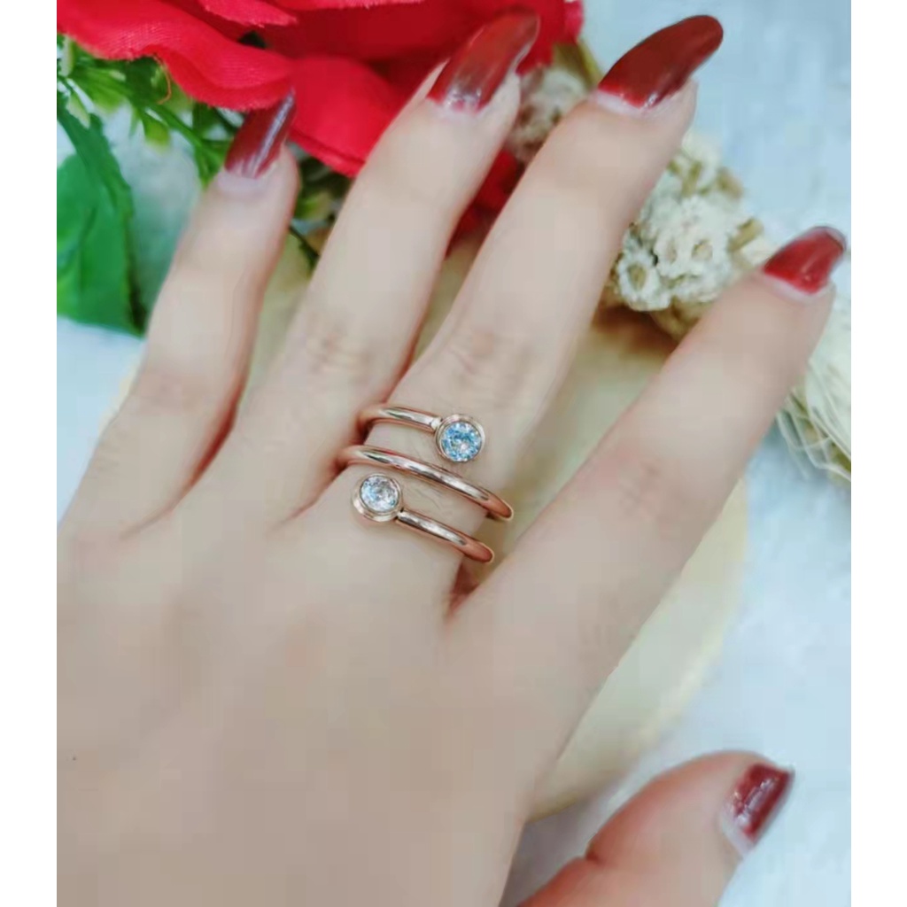 Cincin Titanium Permata Perhiasan 1740-1742