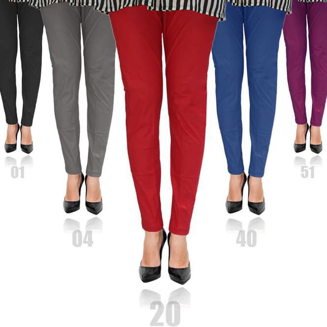 RXA1 CELANA PANJANG BAHAN KATUN COTTON STRETCH PANTS PENSIL WANITA BIG 3R 5BAL