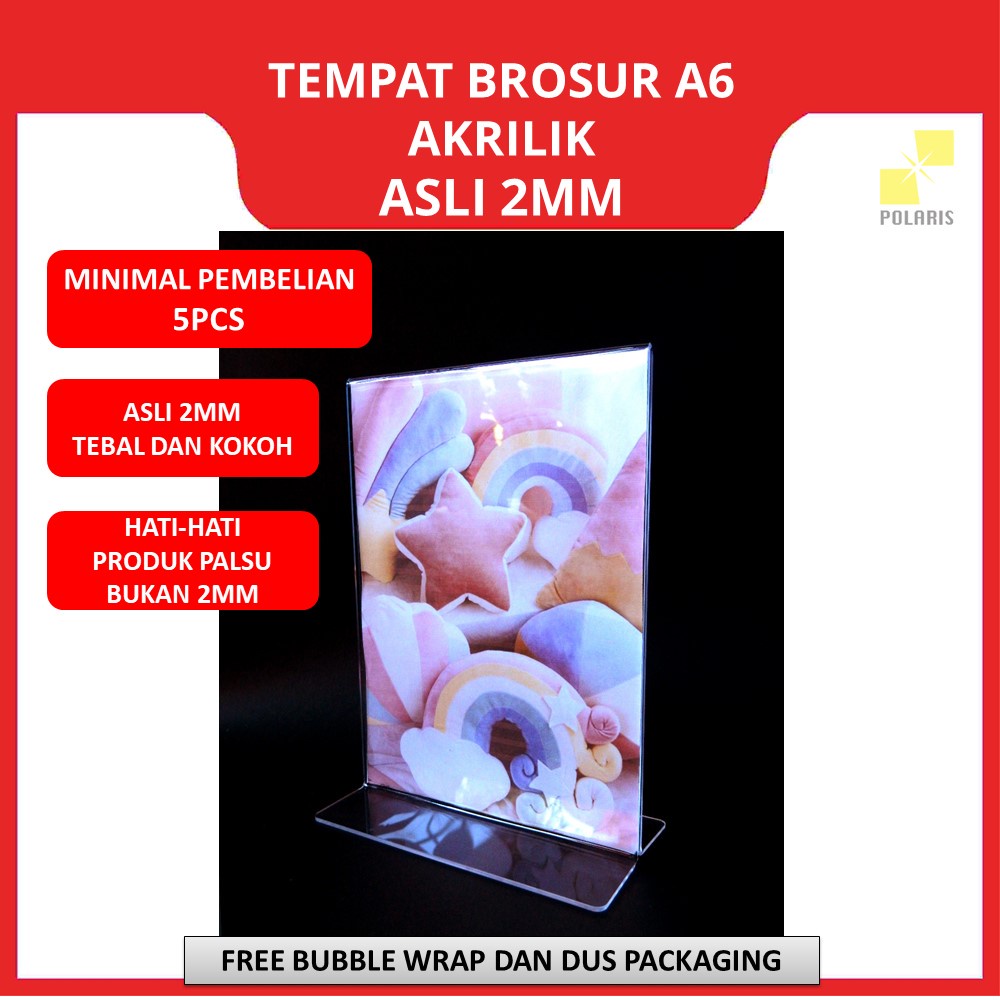 ACRYLIC TENT HOLDER / TEMPAT BROSUR AKRILIK / NOMOR MEJA UKURAN A6