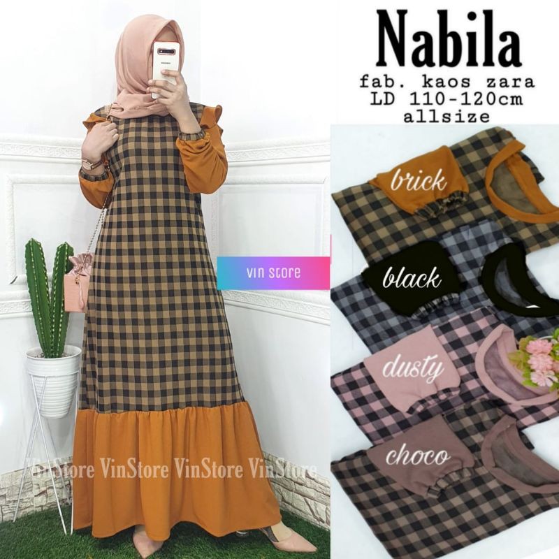 Original Nabila Dress bahan Kaos Zara - Pakaian Wanita - Maxy Dress - Bisa Cash On Delivery (COD)