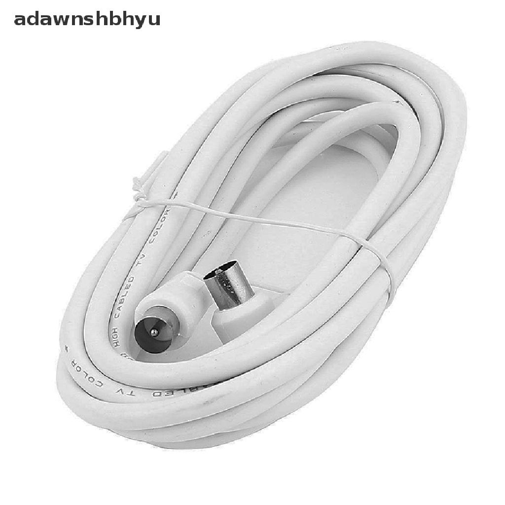 Adawnshbhyu 2M Meter Sudut Kanan Siku RF TV Aerial Lead Cable Male to Coax Coaxial White