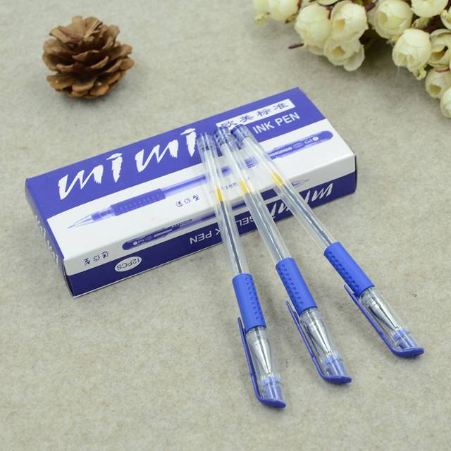 4 &amp; 12 pcs Pena Gel Mimi, Hitam Merah Biru Standar - Pulpen Pen Bolpen Gelpen Murah 0,5 mm