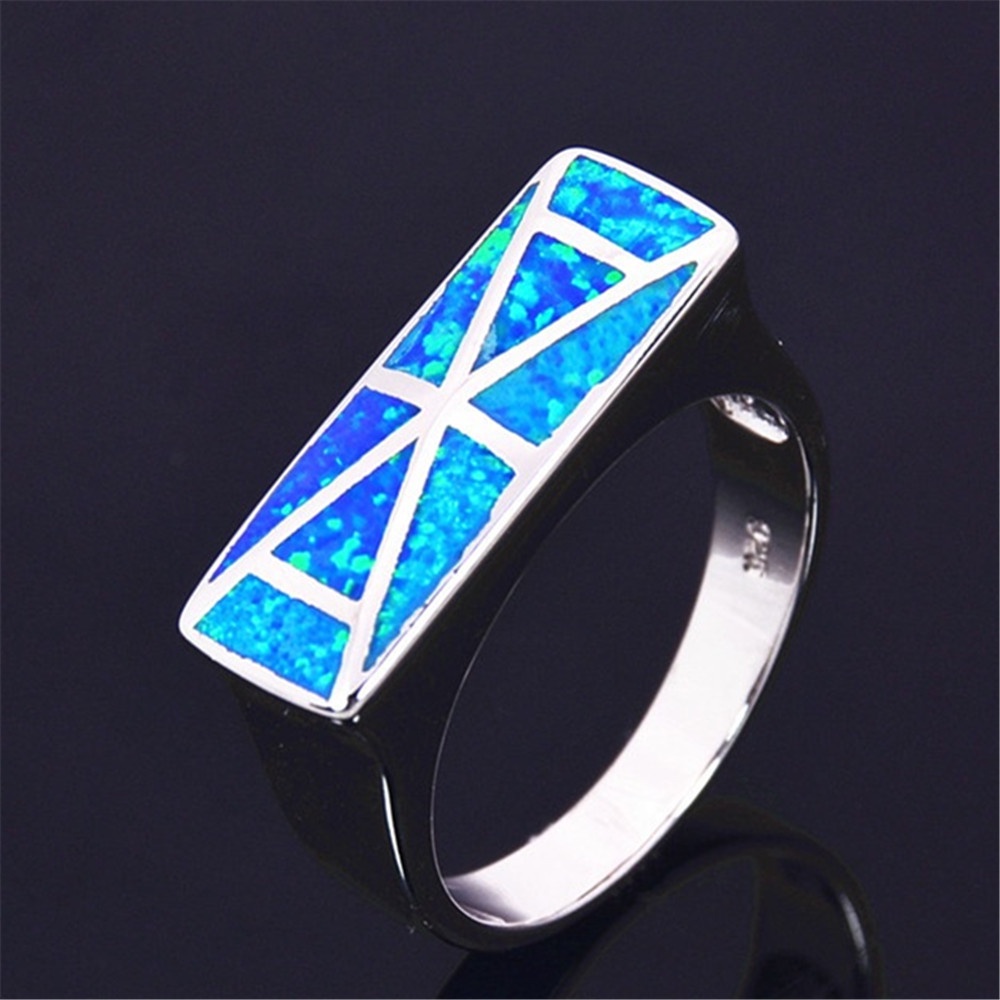 New blue double A opal fashion ladies zircon ring