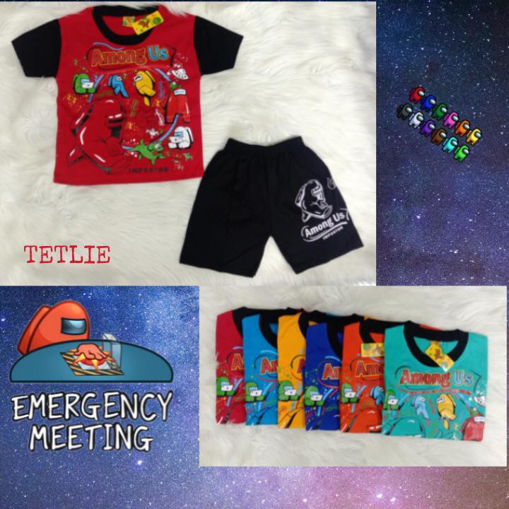 Baju kaos setelan anak terbaru // Baju kaos stelan anak motif Among us