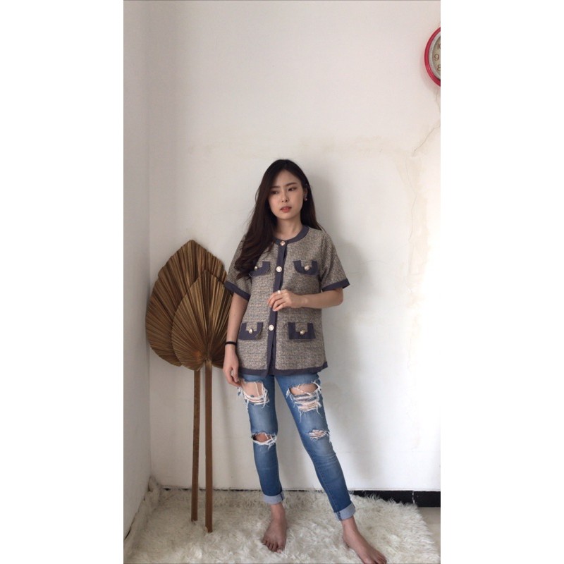 Korean Tweed Top (Jennie Chanel Tweed) Korean Fashion
