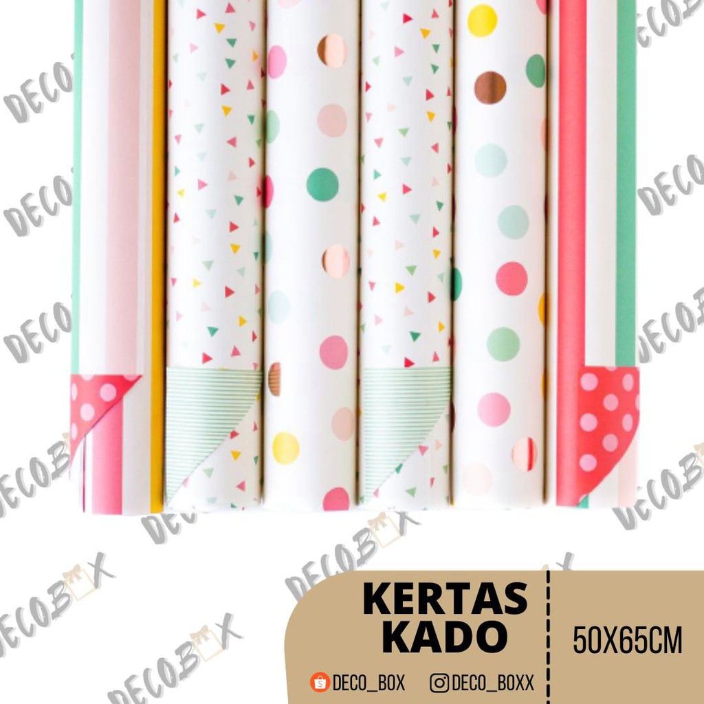 

Kertas Kado Bungkus Kado warna Warni Termurah Ukuran 50x65cm