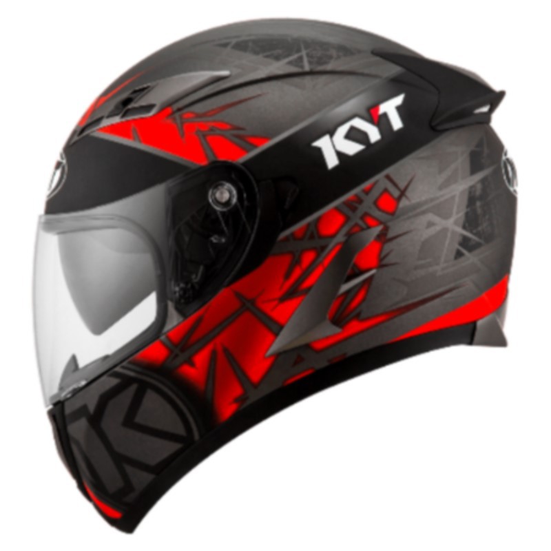 HELM KYT FALCON FR SPIKE - GUNMETAL MATT/RED FLUO