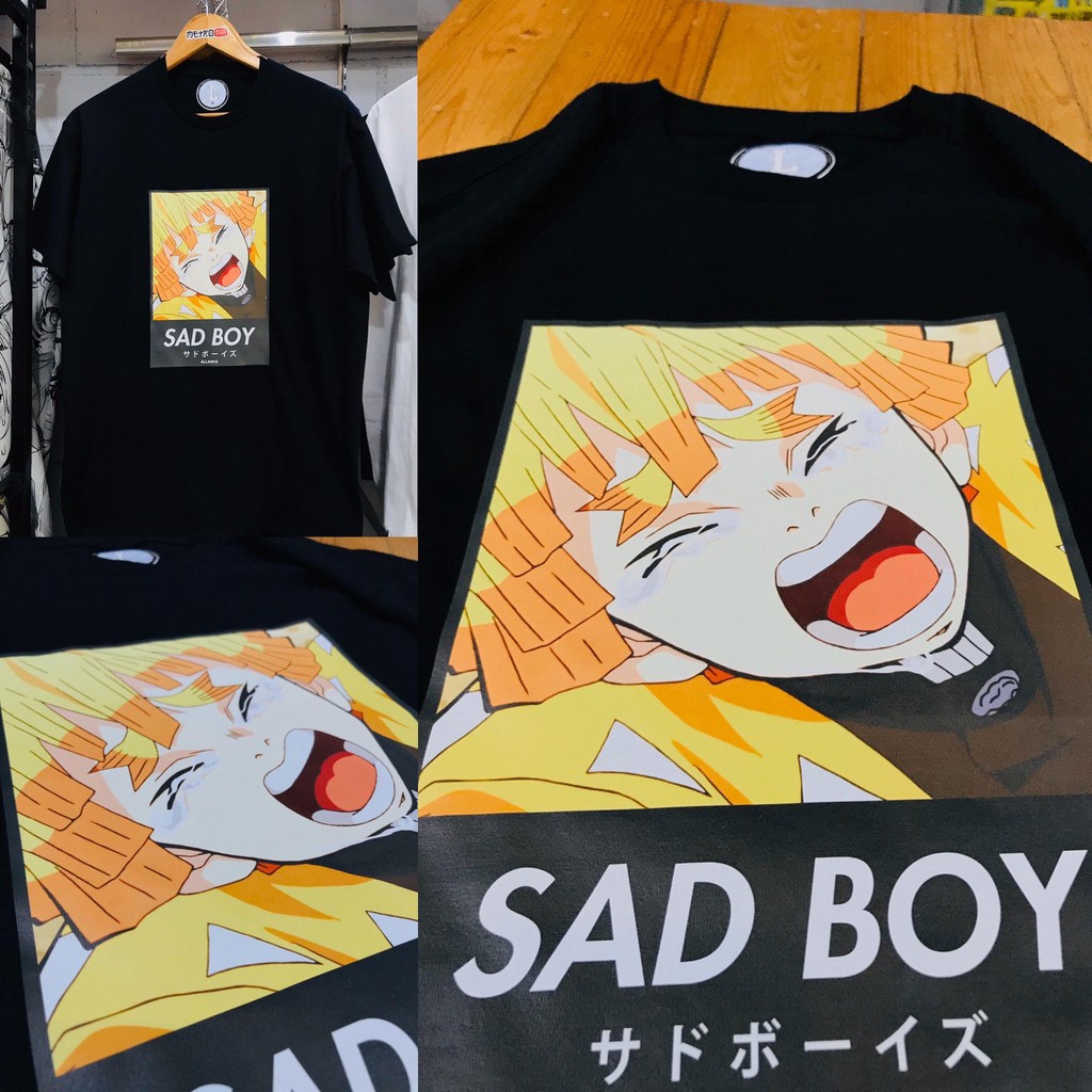 Tshirt Anime Zenitsu Sad Boy Demon slayer Kimetsu No Yaiba