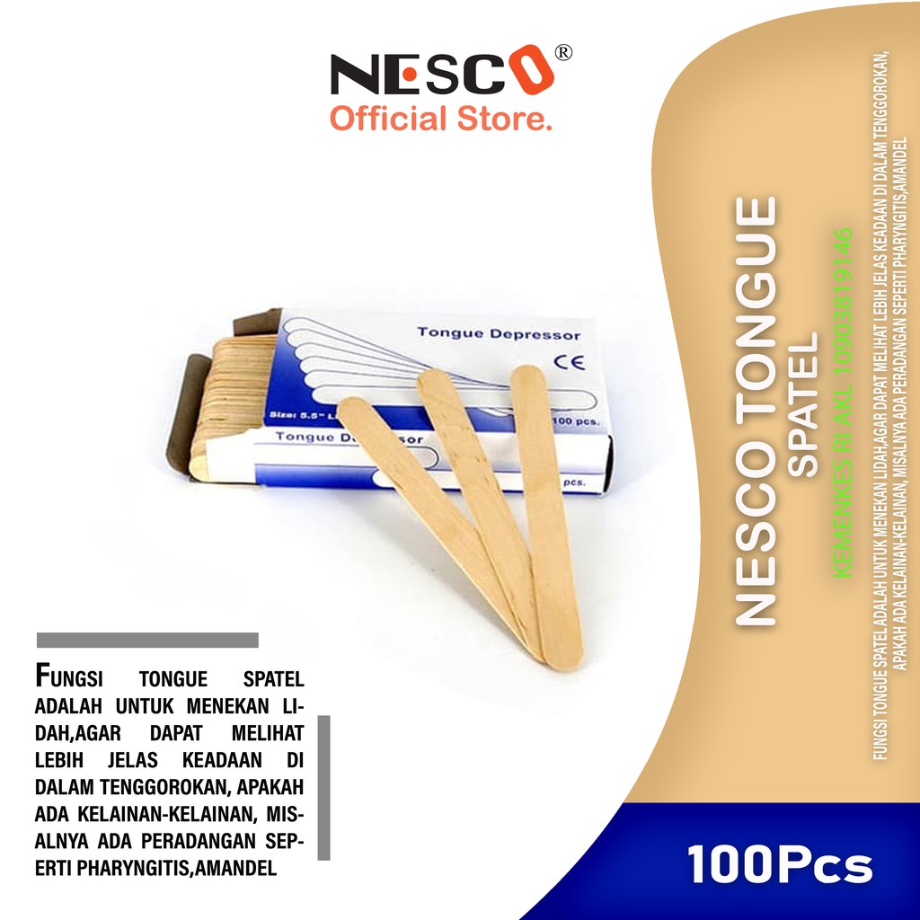 Nesco Tong Spatel Kayu Sudih Lidah Tongue Spatula 100pcs