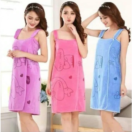 Handuk baju mandi kimono multifungsi Wearable towel karakter lucu