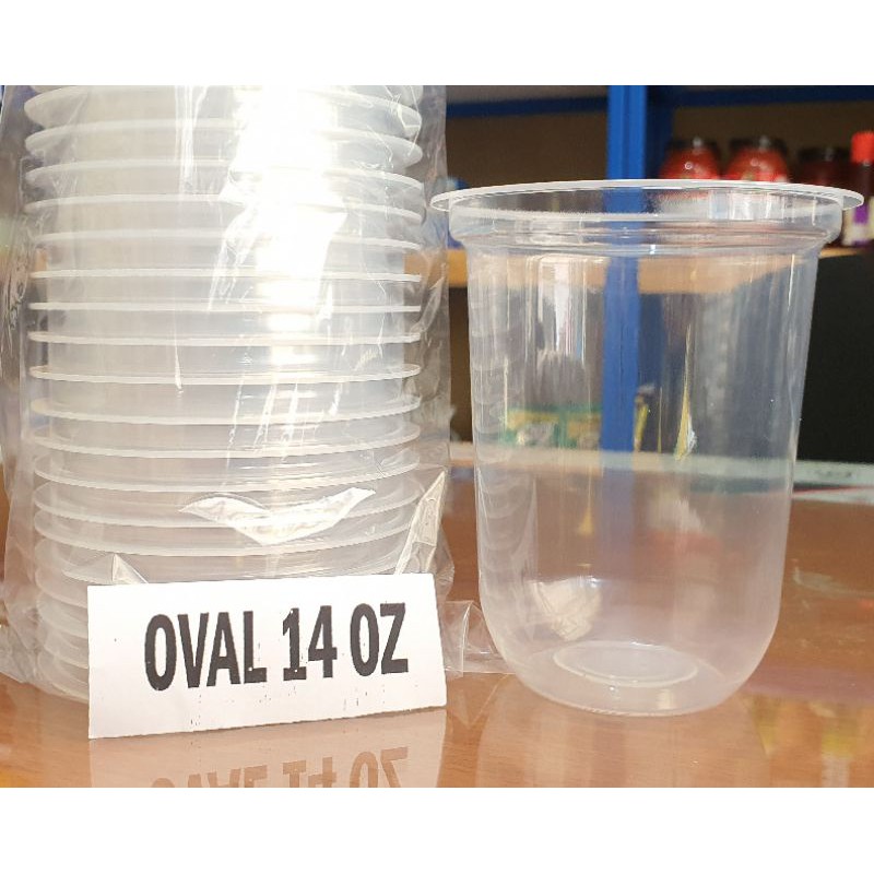 Gelas Oval 14 OZ / Cup Boba Drink Oval 14 OZ Isi 50Gelas