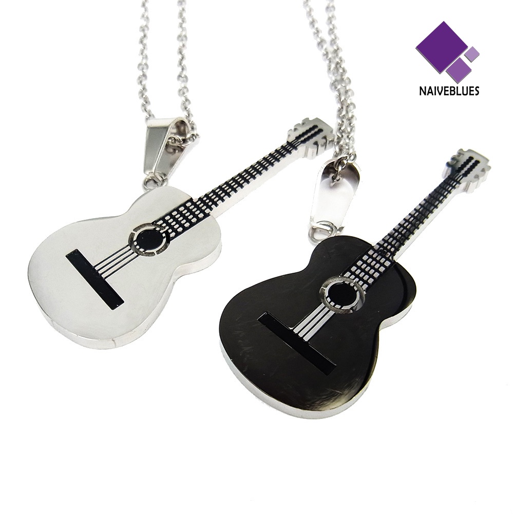 Kalung Liontin Gitar Rock Bahan Baja Untuk Pria Dan Wanita