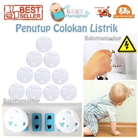 Penutup Colokan Listrik Cover Lubang Pengaman Lobang Colokan Listrik Socket Cover Baby Safety Bear Beruang Keamanan Bayi Babymaniashop