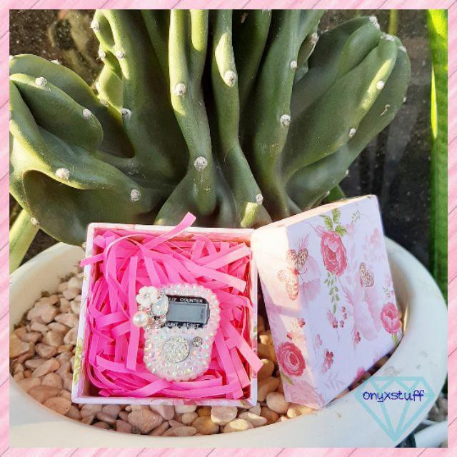 (PREMIUM) tasbih digital tasdig white diamond led alarm swarovsky pengajian alat hitung dzikir