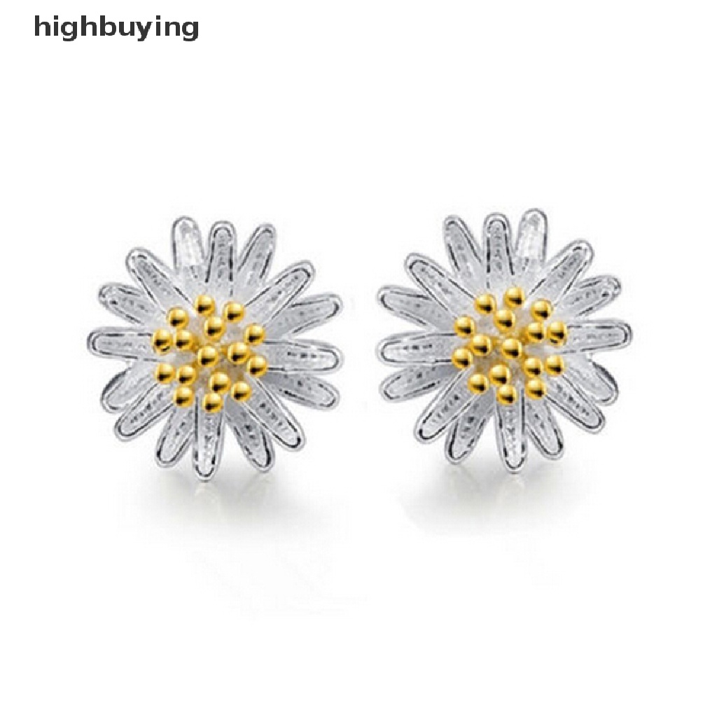 Hbid Anting Tusuk Sterling Silver 925 Desain Bunga Daisy Chrysanthemum Untuk Wanita