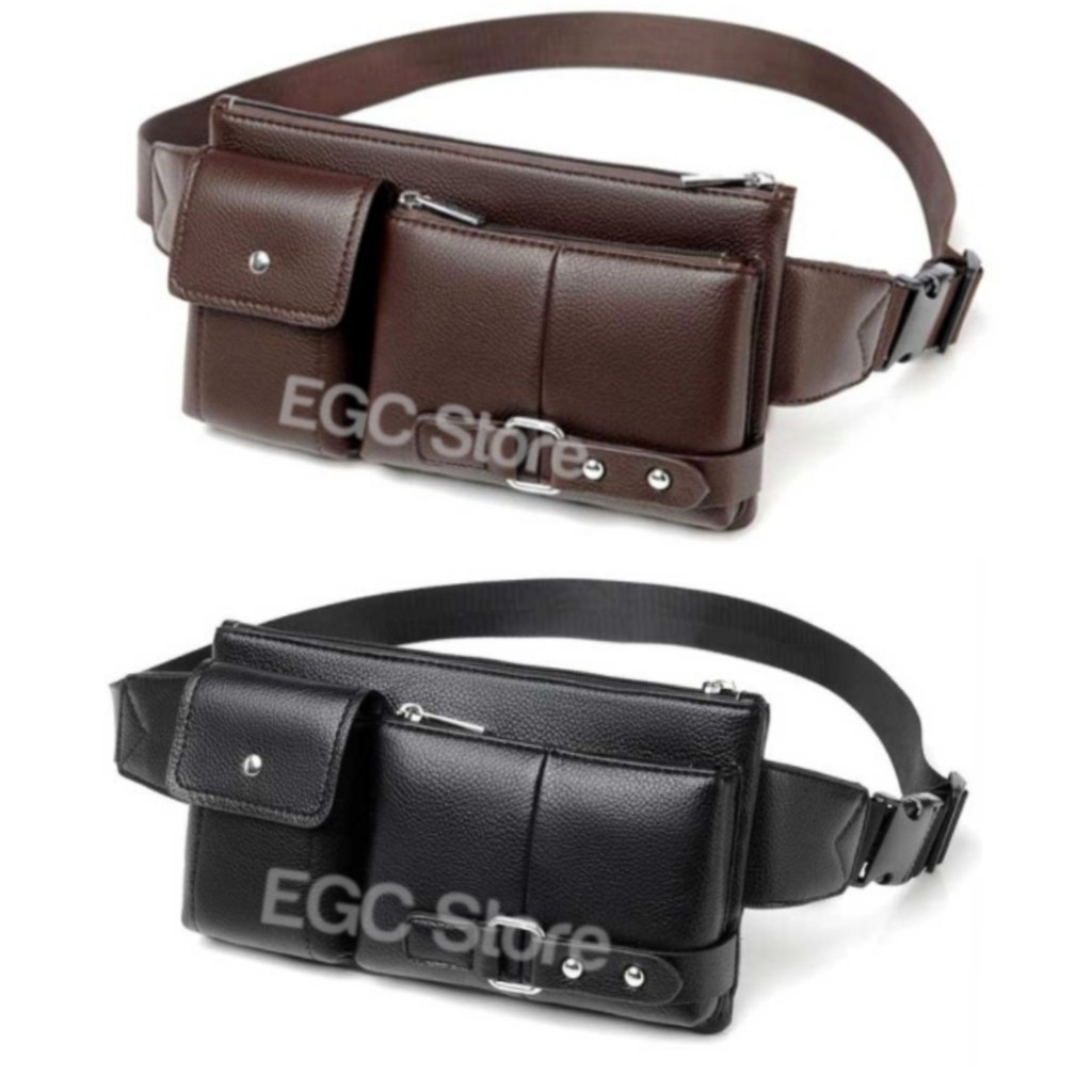 TAS PINGGANG PRIA BAHAN KULIT / MAN LEATHER WAIST BAG - 423