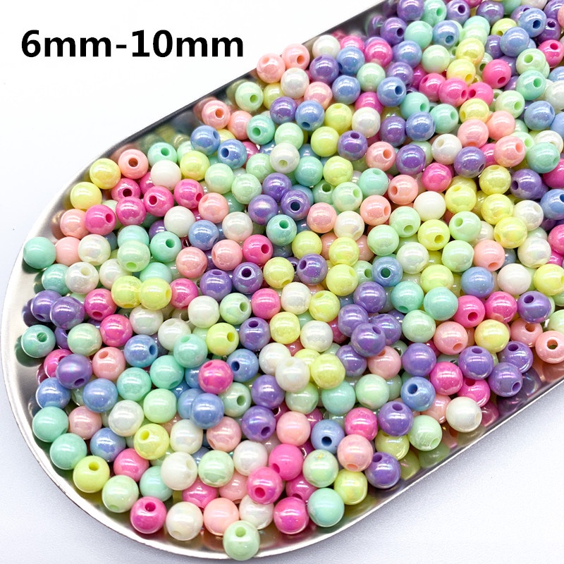 6mm - 8mm - 10mm Manik-Manik Akrilik AB Warna Warni Untuk DIY Perhiasan Handmade