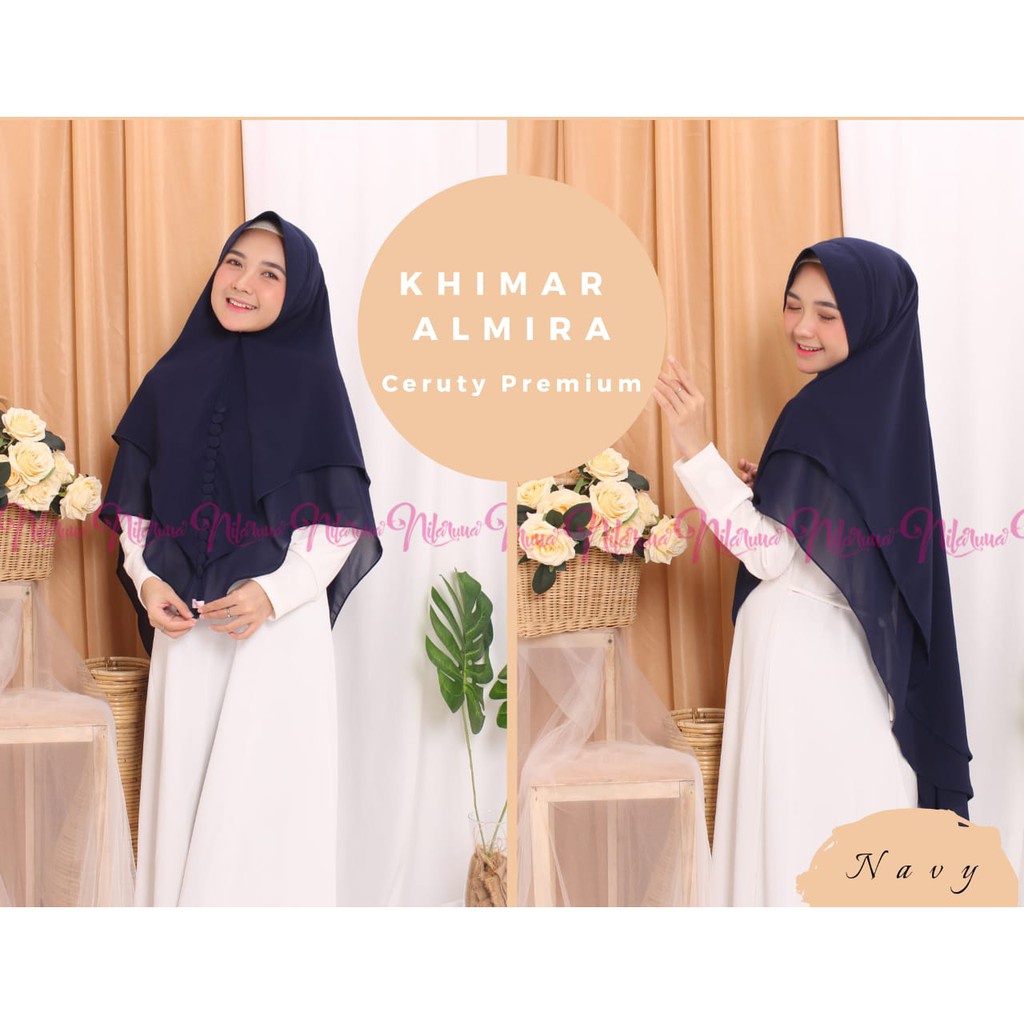 Nilaruna Hijab Instant Syari Khimar Almira Ceruty 2 Layer Premium