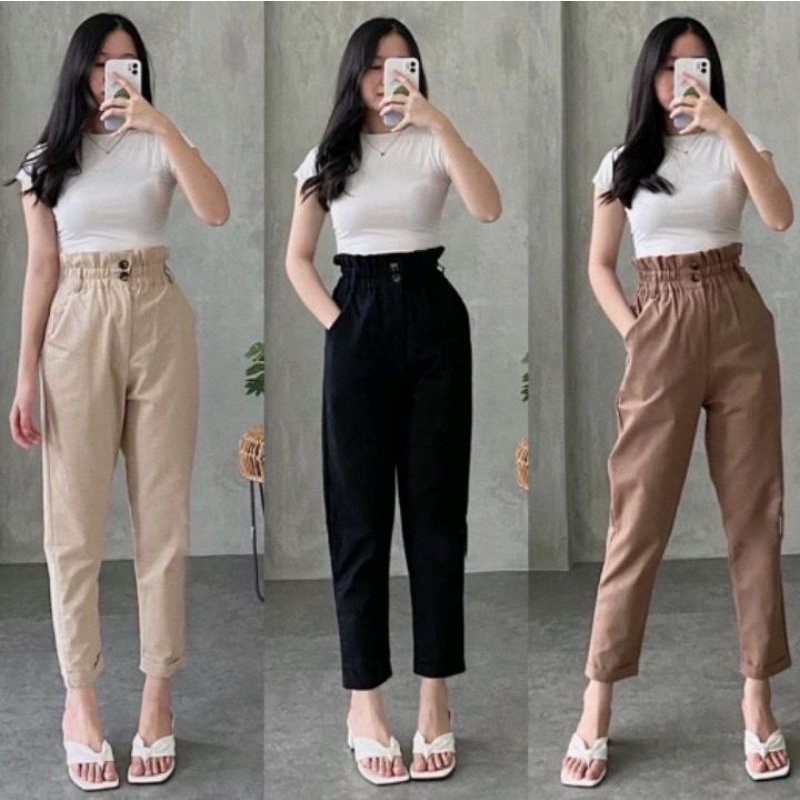 1KG MUAT 4PCS  HIGHWAIST CELANA LINEN RAMI ANGEL FULL