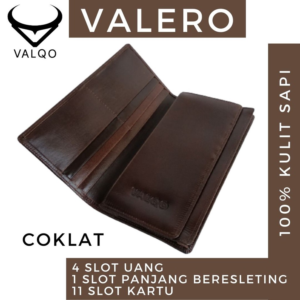 [VALQO] Dompet kulit VALERO Kulit Sapi Cewek Cowok Pria Wanita Laki Perempuan Panjang Kartu bisa COD