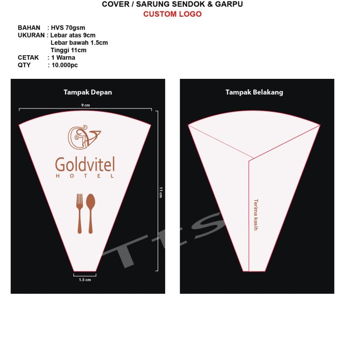 COVER / SARUNG SENDOK LOGO CUSTOM 1 WARNA KERTAS HVS