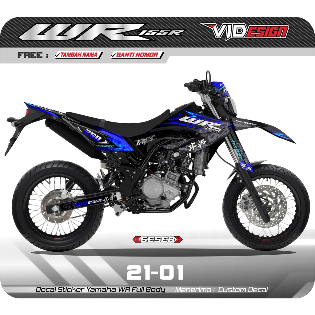 Stiker Sticker Decal Dekal Yamaha Wr 155 Super Glossy Biru Merah Full Body Terbaru