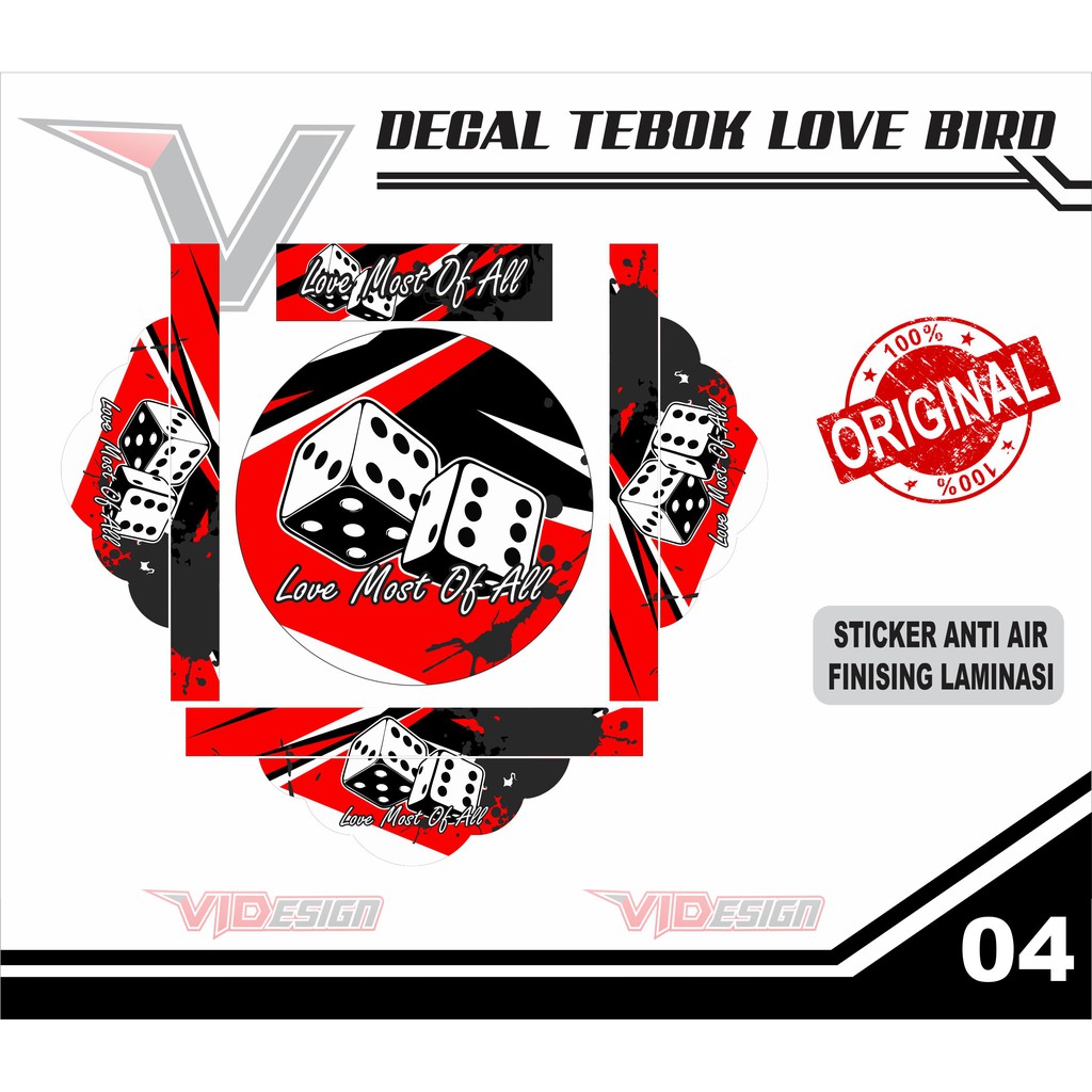 Sticker Decal Sangkar Lovebird / Stiker Tebok Burung / Decal kandang motif keren