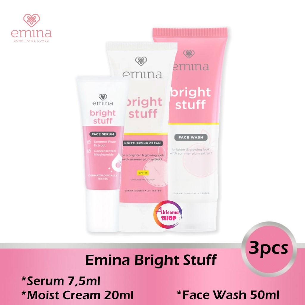 Paket Ekonomis Emina Bright Stuff 3pcs (Serum 7,5ml+Moist Cream 20ml+Face Wash 50ml)