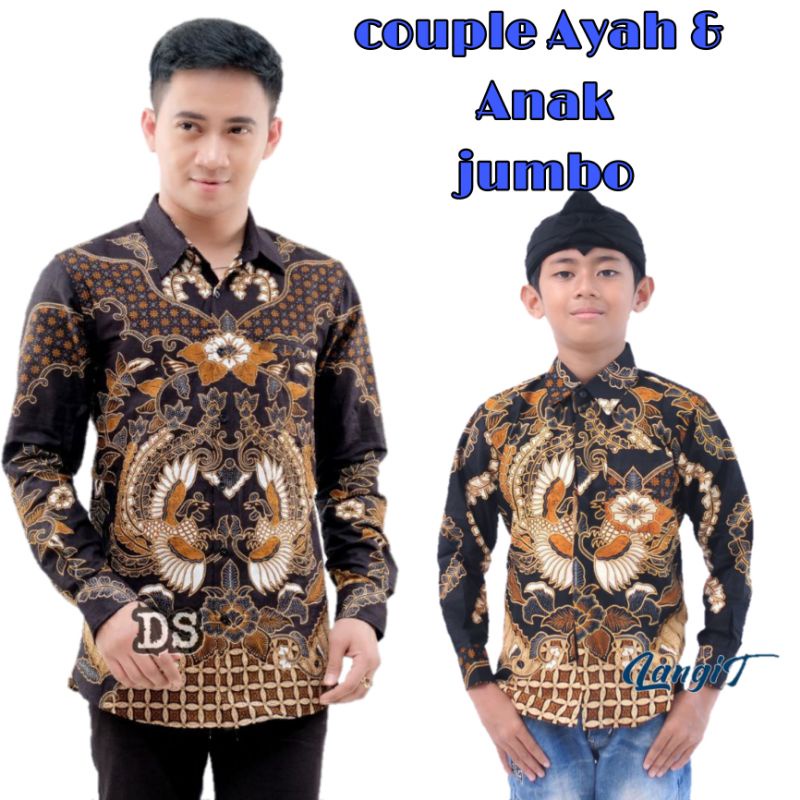 COUPLE BATIK TERLARIS) - BAJU COUPLE AYAH DAN ANAK TERLARIS - BATIK JUMBO SIZE M -10L