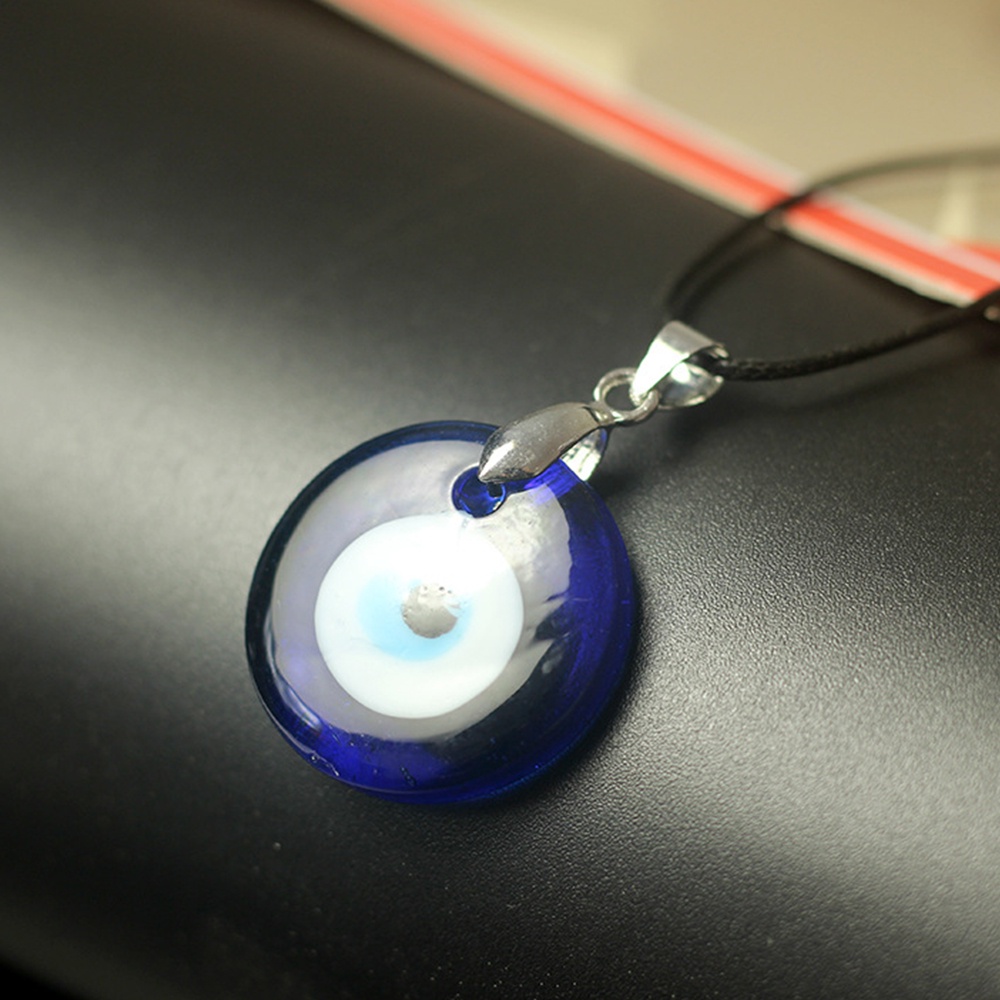 Kalung Liontin Manik-Manik Mata Iblis Warna Biru Gaya Turki Diameter 3cm