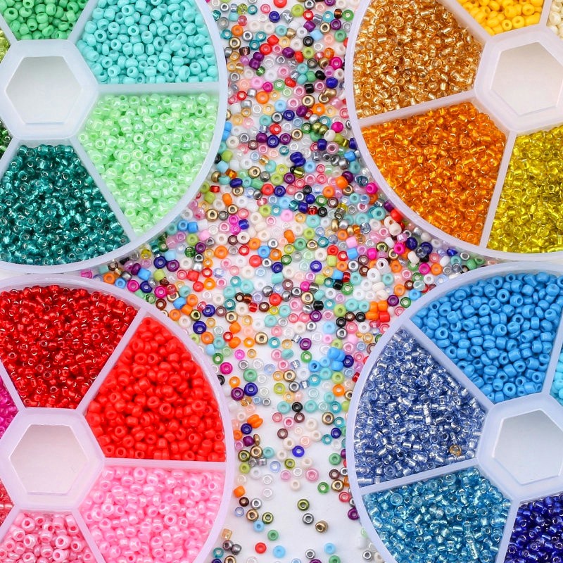 Grosir 2mm Czech Glass Seed Beads Belt Box Set Charm Seedbeads Rondelle Spacer Beads Untuk DIY Gelang Kalung Perhiasan Membuat