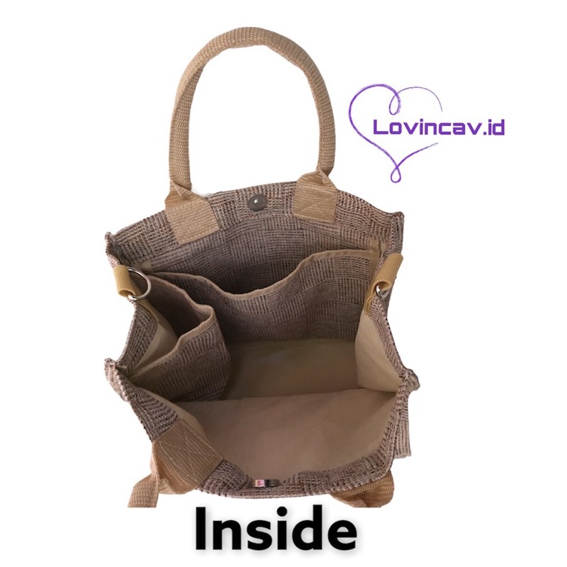 HANDBAG GONI TAS JINJING BAHAN GONI SINTETIS KANVAS TEBAL