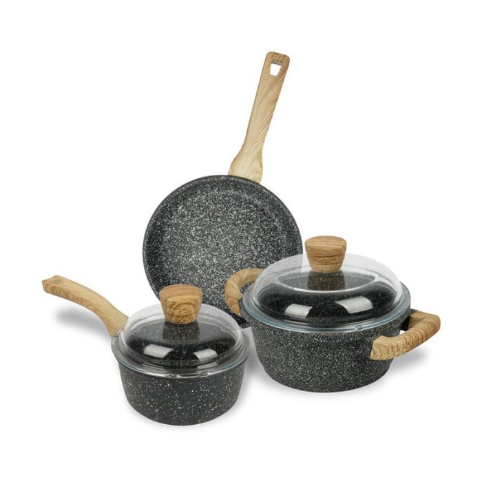 Debellin Premium Cookware Set - Grey Granite Emerald Package isi Fry