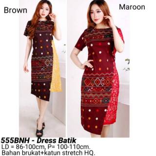 DRESS BATIK MOTIF TENUN MODERN TERUSAN  WANITA BAJU  KERJA  