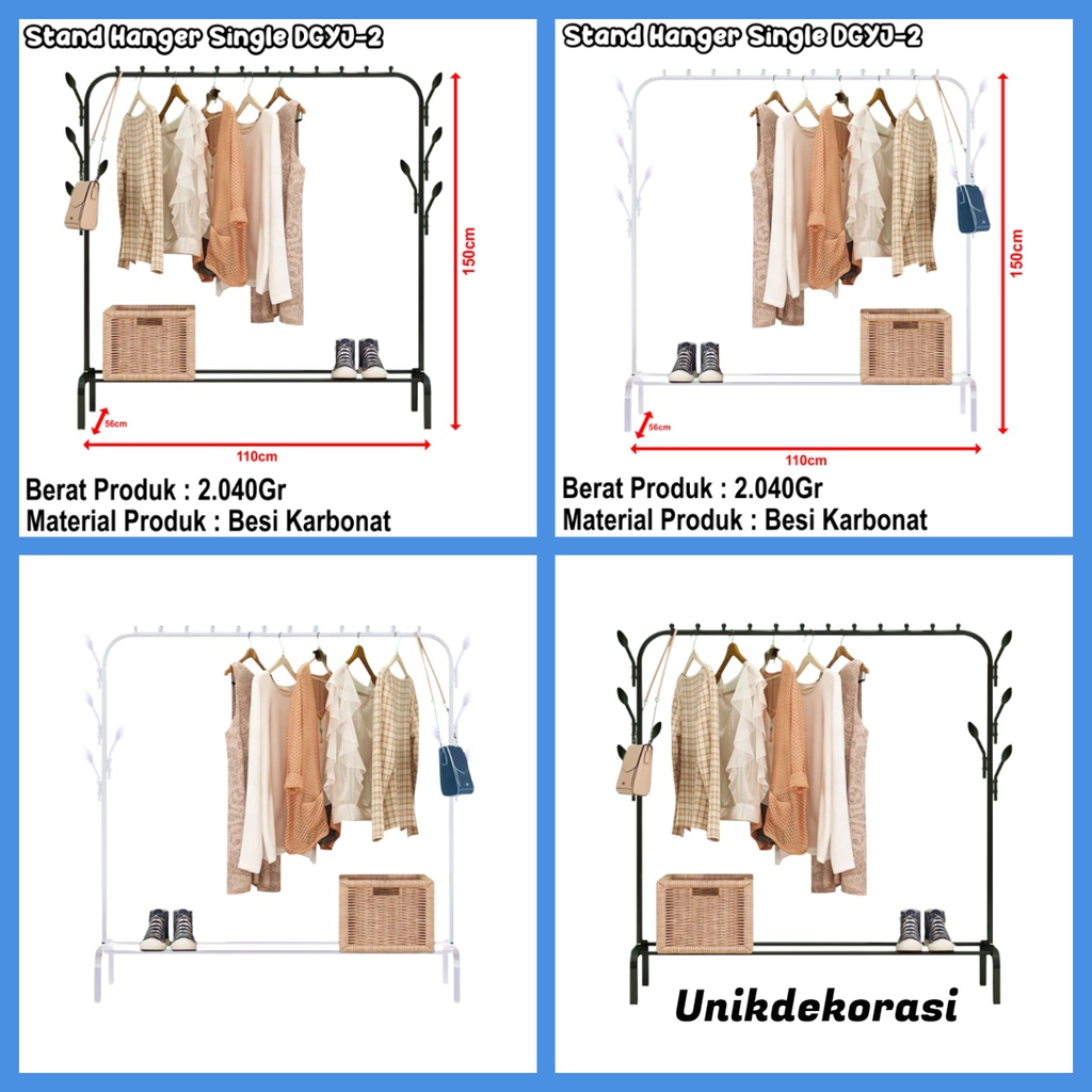 Stand Hanger Gawang Besi Kuat Putih Hitam Butik Display Gawangan Gantungan Baju - Unikdekorasi