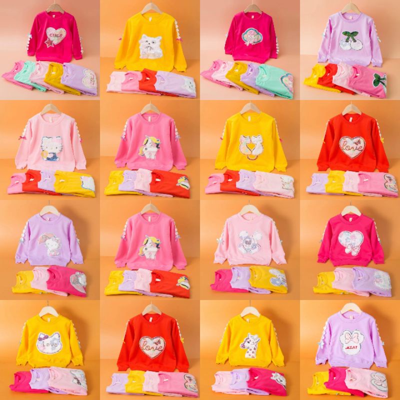Sweater Usap Import Anak Perempuan 5-10 Tahun Tahun /Sweater Bulu Usap Motif Terbaru /Baju Import An