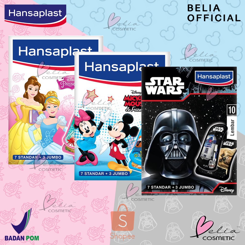 ❤ BELIA ❤ Hansaplast Junior Kid isi 10 Lembar Fun | Princess | Mickey Mouse | Star Wars 10'S | Plester Anak