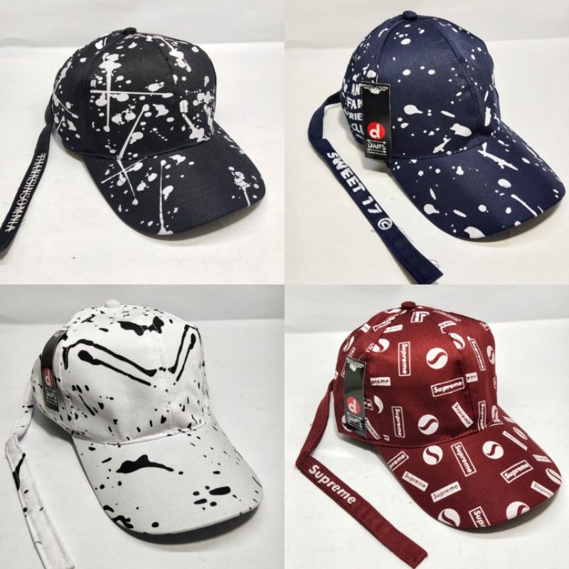 topi tali panjang bercak keren topi baseball topi korea