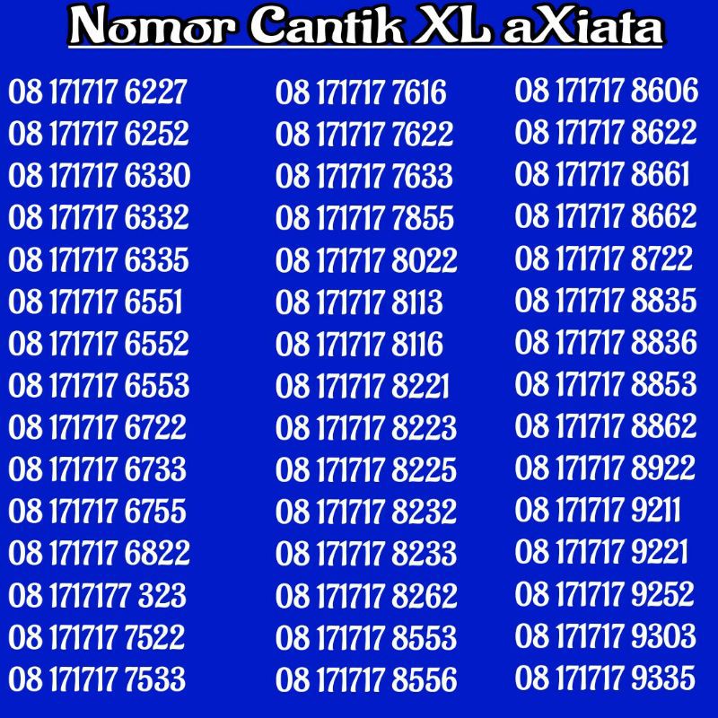 nomor cantik XL 08 171717