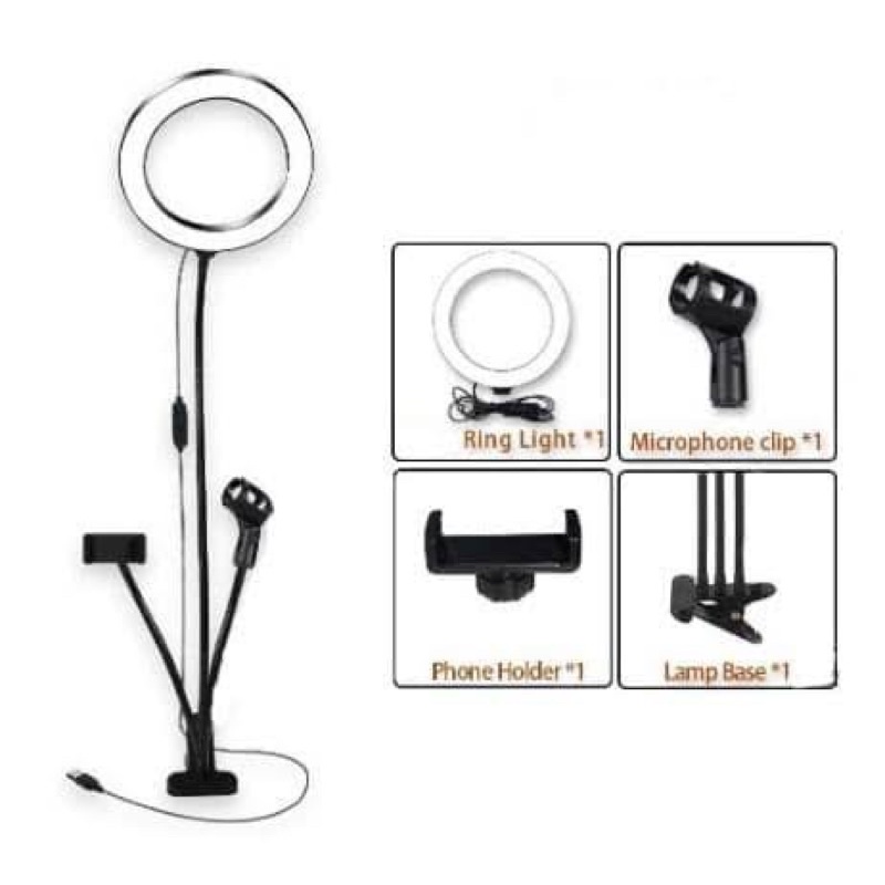 BOS - RINGLIGHT LAZYPOD 3IN1 | RING LIGHT LAZY POD HOLDER MICROPHONE 3 IN 1