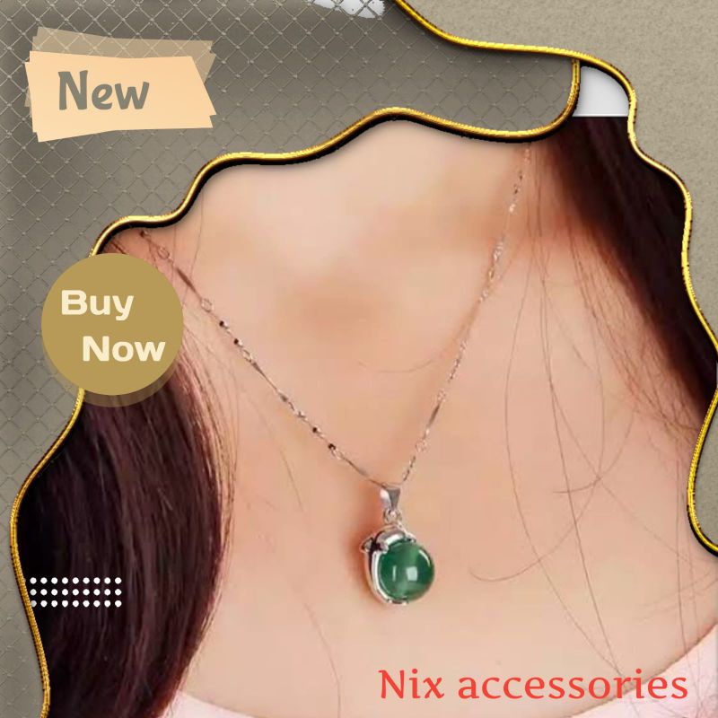 Kalung Titanium+Liontin batu hijau *Limited Edition*