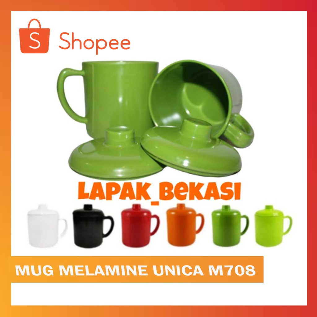 Gelas Mug Melamin + Tutup Unica Mug Melamine Unica