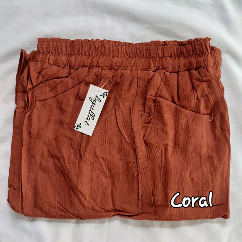 RUBY CRINKLE CULLOTE / CELANA KULOT CRINKLE PREMIUM-Coral