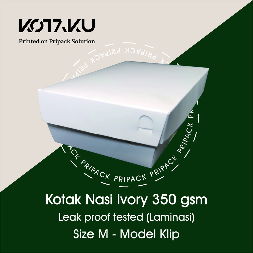 Paper Lunch Box / Kotak Nasi Ukuran M Kertas IVORY Laminasi Tebal 350 gsm